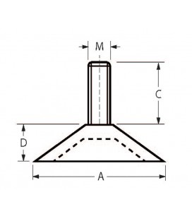 Pied vérin fixe à embase conique Ø30 M6X25 PP/Acier Zingué - VCM