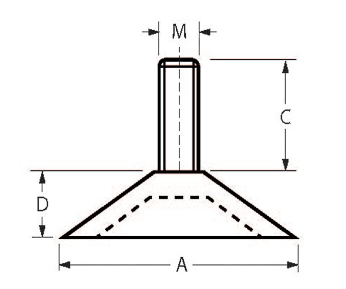 Pied vérin fixe à embase conique Ø30 M6X25 PP/Acier Zingué - VCM